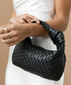 PUP38 Wedding Guest Alma Woven Shoulder Bag - Black