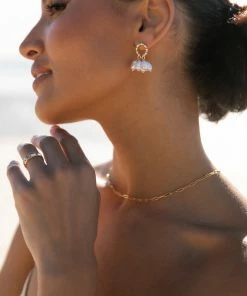 PUP38 Wedding Guest Amelia Pearl Earrings - Gold