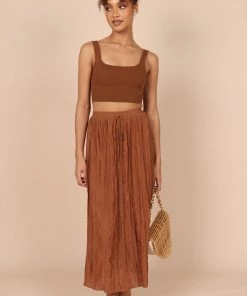 PUP64 Adele Midi Skirt - Brown Clothing
