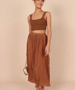 PUP64 Adele Midi Skirt - Brown Clothing