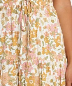 PUP4 Alana Skirt - Tan Floral Clothing