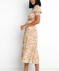 PUP4 Alana Skirt - Tan Floral Clothing