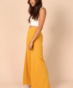 PUP52 Clothing Annie High Waisted Wide Leg Pants - Mustard