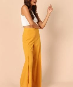 PUP52 Clothing Annie High Waisted Wide Leg Pants - Mustard