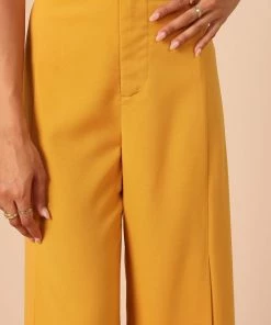 PUP52 Clothing Annie High Waisted Wide Leg Pants - Mustard