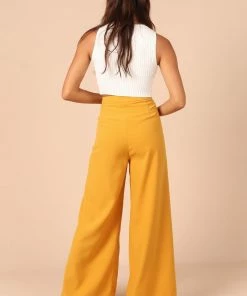 PUP52 Clothing Annie High Waisted Wide Leg Pants - Mustard