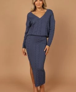 PUP4 Aspen Cable Knit Skirt - Midnight Blue