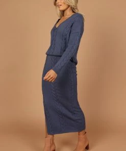 PUP4 Aspen Cable Knit Skirt - Midnight Blue