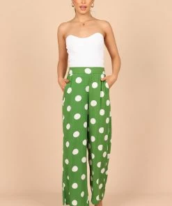 PUP49 Blake Polka Dot Wide Leg Pants - Green
