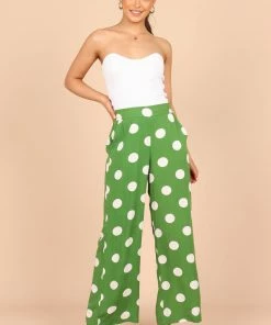 PUP49 Blake Polka Dot Wide Leg Pants - Green