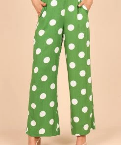 PUP49 Blake Polka Dot Wide Leg Pants - Green