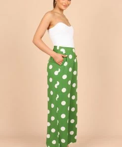 PUP49 Blake Polka Dot Wide Leg Pants - Green