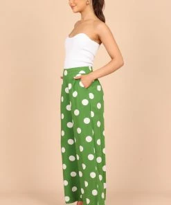 PUP49 Blake Polka Dot Wide Leg Pants - Green