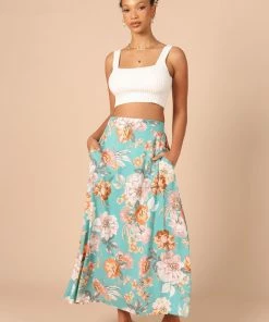 PUP50 Bloom A Line Midi Skirt - Blue