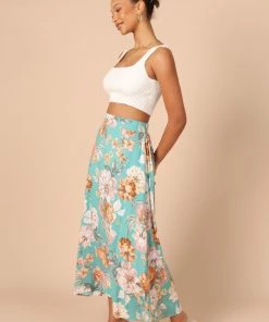 PUP50 Bloom A Line Midi Skirt - Blue