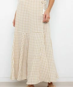 PUP51 Bodie Skirt - Beige Gingham Clothing
