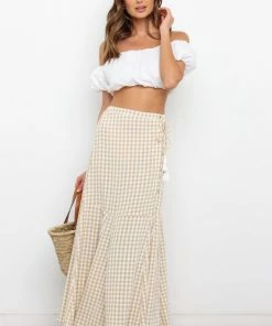 PUP51 Bodie Skirt - Beige Gingham Clothing