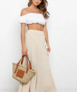PUP51 Bodie Skirt - Beige Gingham Clothing