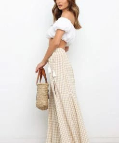 PUP51 Bodie Skirt - Beige Gingham Clothing