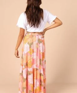 PUP49 Bump Friendly Carissa Printed Maxi Skirt - Pink Floral