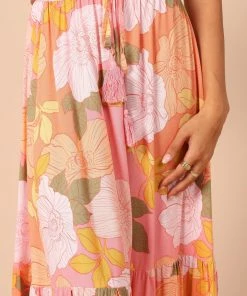 PUP49 Bump Friendly Carissa Printed Maxi Skirt - Pink Floral