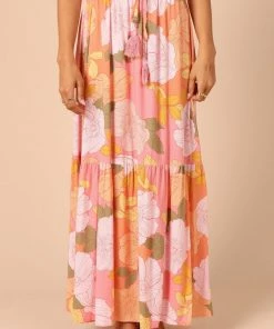 PUP49 Bump Friendly Carissa Printed Maxi Skirt - Pink Floral