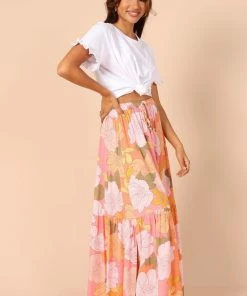 PUP49 Bump Friendly Carissa Printed Maxi Skirt - Pink Floral