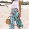 PUP49 Cassatt Wide Leg Pants - Blue Floral Clothing