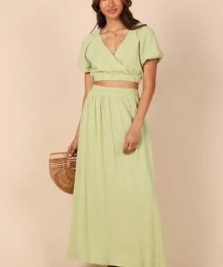 PUP52 Clothing Cecily High Waisted Maxi Skirt - Sage
