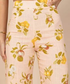 PUP52 Clothing Cecily High Waisted Wide Leg Pants - Pink Floral
