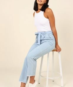 PUP64 Dexter Paperbag Waist Jean - Light Blue Wash Clothing