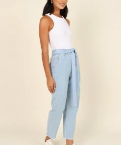 PUP64 Dexter Paperbag Waist Jean - Light Blue Wash Clothing