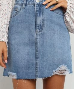 PUP54 Doja Skirt - Mid Wash