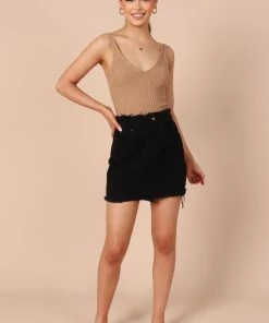PUP14 Felix Denim Mini Skirt - Washed Black