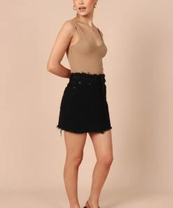 PUP14 Felix Denim Mini Skirt - Washed Black