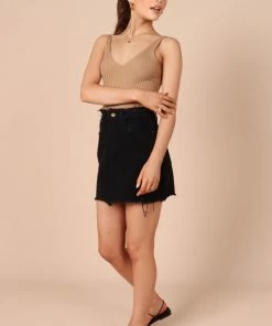 PUP14 Felix Denim Mini Skirt - Washed Black