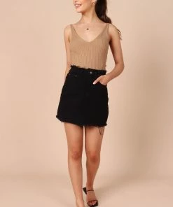 PUP14 Felix Denim Mini Skirt - Washed Black