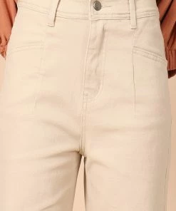 PUP51 Georgette High Waisted Straight Leg Pants - Beige Clothing