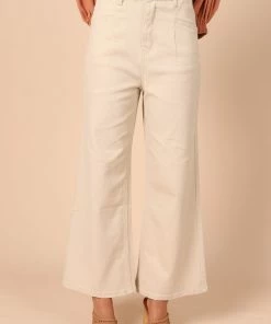 PUP51 Georgette High Waisted Straight Leg Pants - Beige Clothing