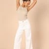 PUP51 Georgette High Waisted Straight Leg Pants - White