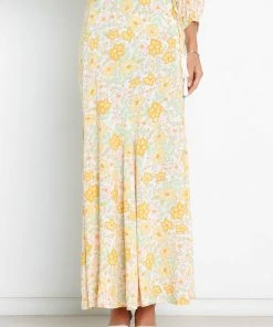PUP51 Georgia Skirt - Yellow Floral Clothing