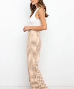 PUP52 Gimmie Pants - Tan Gingham Clothing