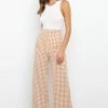 PUP52 Gimmie Pants - Tan Gingham Clothing