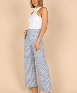 PUP52 Henry High Waisted Wide Leg Pants - Blue Stripe Clothing