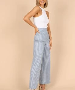 PUP52 Henry High Waisted Wide Leg Pants - Blue Stripe Clothing