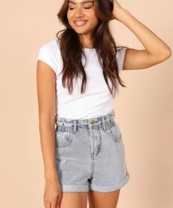 PUP14 Clothing Hudson Paperbag Denim Shorts - Light Blue Wash