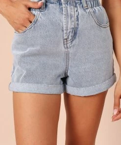 PUP14 Clothing Hudson Paperbag Denim Shorts - Light Blue Wash
