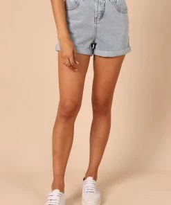 PUP14 Clothing Hudson Paperbag Denim Shorts - Light Blue Wash