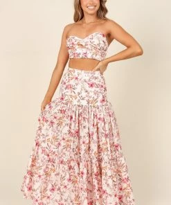 PUP26 Hydra Maxi Skirt - White Floral Wedding Guest