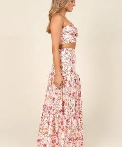 PUP26 Hydra Maxi Skirt - White Floral Wedding Guest